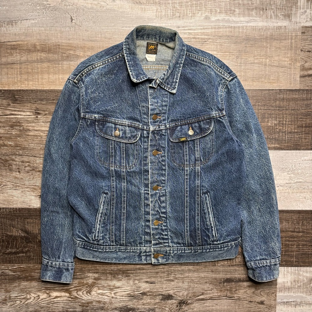 Vintage Lee Union Made PATD-153438 Denim Trucker Jacket Medium 80s 90s Mens